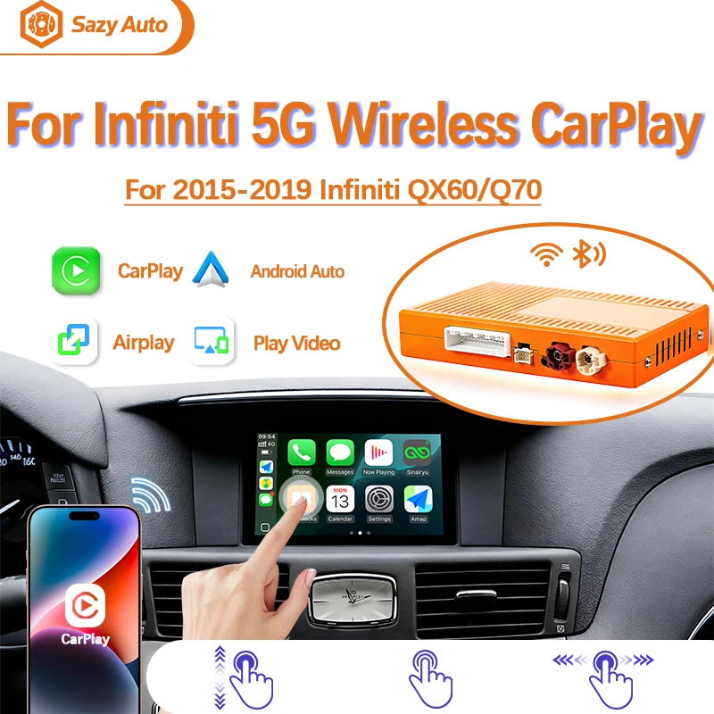 Wireless CarPlay Android Auto for Infiniti QX60 QX70 Q70 Mirror AftermarketCamera CarPlay Upgrade Retrofit Multimedia Navigation