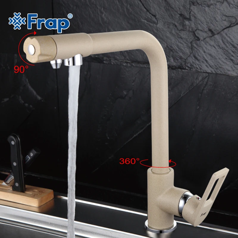 

Frap Kitchen Faucet Pure Water Faucet 360 Degree Rotatable Tap Filtered Tap Cold Hot Mixer 90 Degree Rotatable Switch Torneira