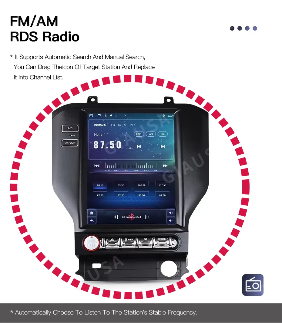 

For Ford Mustang 2015 2016 - 2021 Car Android 14 Screen Navigation GPS Radio Stereo Multimedia Video Player 4G Carplay Head Unit