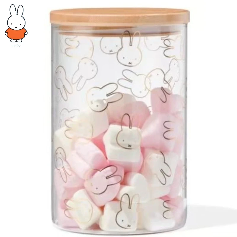Cartoon Miffy Serbatoio di stoccaggio in vetro trasparente Conservazione stampata Bottiglie di raccolta di riso, fagioli, snack giornalieri sigillati per la casa