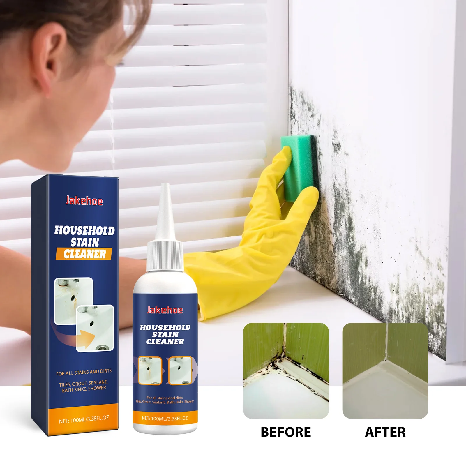 

JAKEHOE Household Mold Remover Gel Deep Down Wall Mold Mildew Cleaning Agent Tile Cleaner Floor Wall Mold Detergent Stai Cleaner