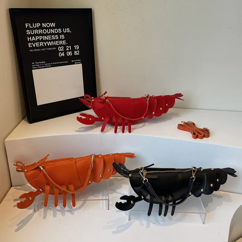 Lobster Bag Shoulder Bag Rivet Design Cute Girl Versatile Crossbody Trendy