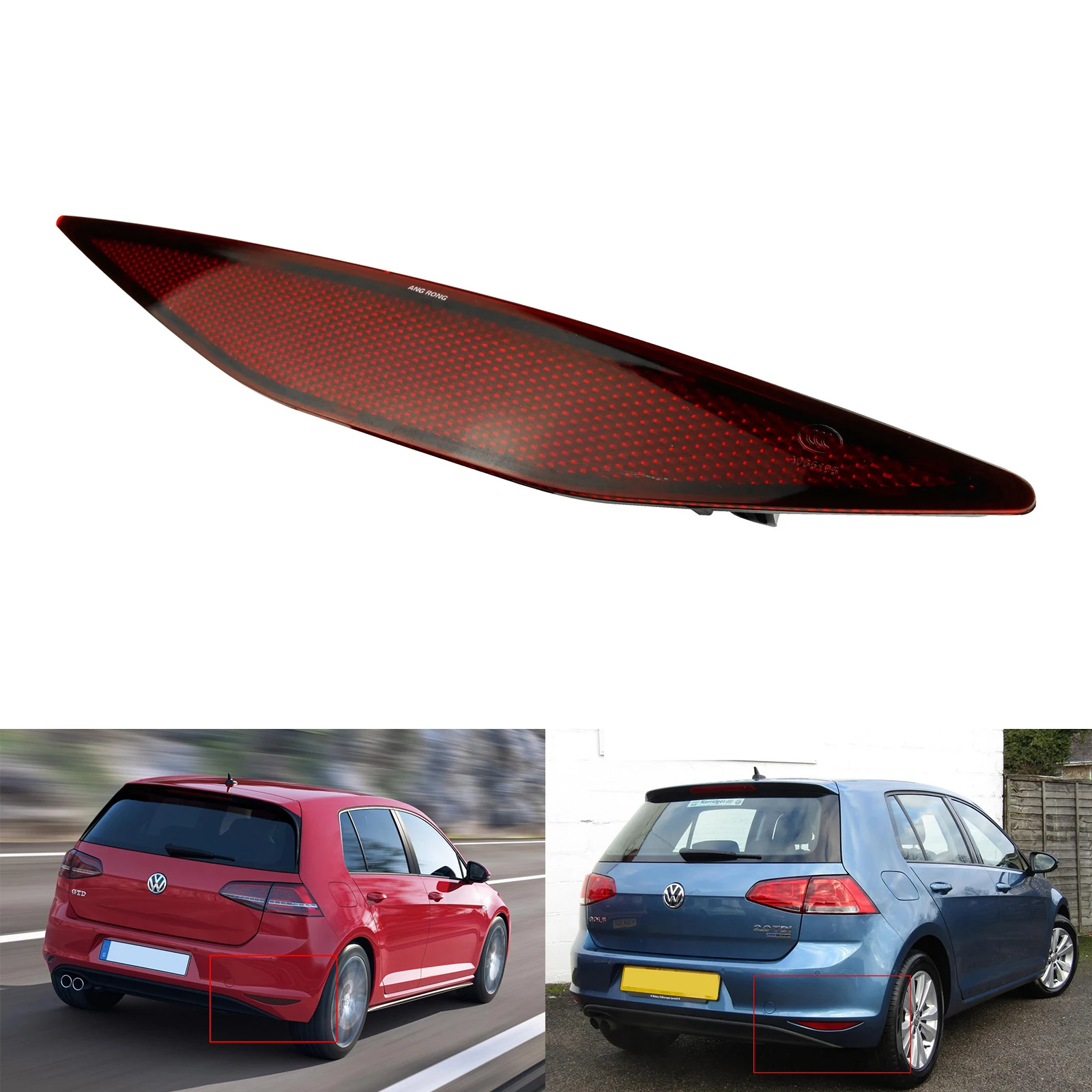 Right Rear Bumper Reflector Red Lens 5G0945106 For VW Golf MK7 VII 2012-2016 Except R-line Without Lighting