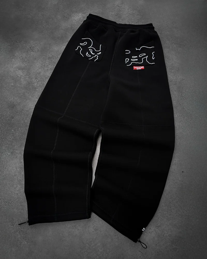 Y2k سراويل رياضية غير رسمية للرجال على الموضة العصرية ملابس هيب هوب ريترو للزوجين سراويل واسعة الساق كبيرة الحجم عالية الخصر #1