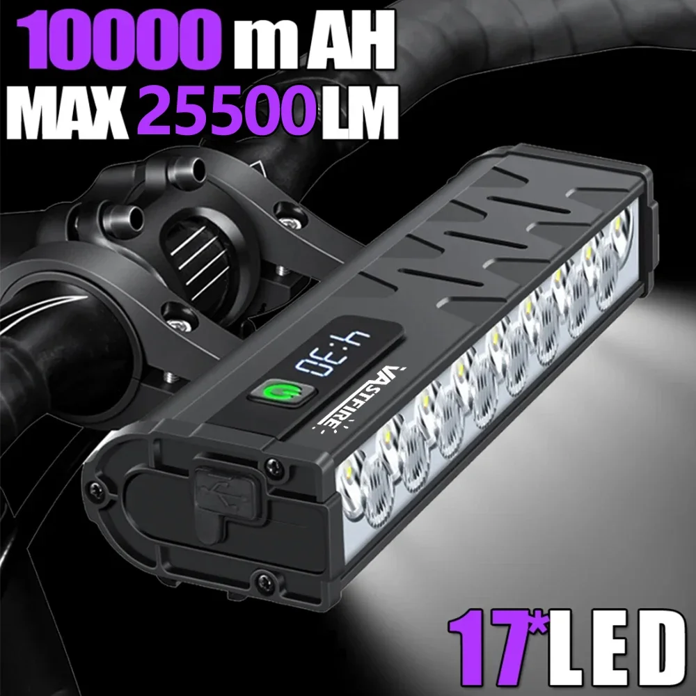 VASTFIRE Fahrradlicht vorne 25500 Lumen wasserdichte Taschenlampe Fahrradlicht 10000 mAh USB-Aufladung MTB Rennrad Lampe Zubehör