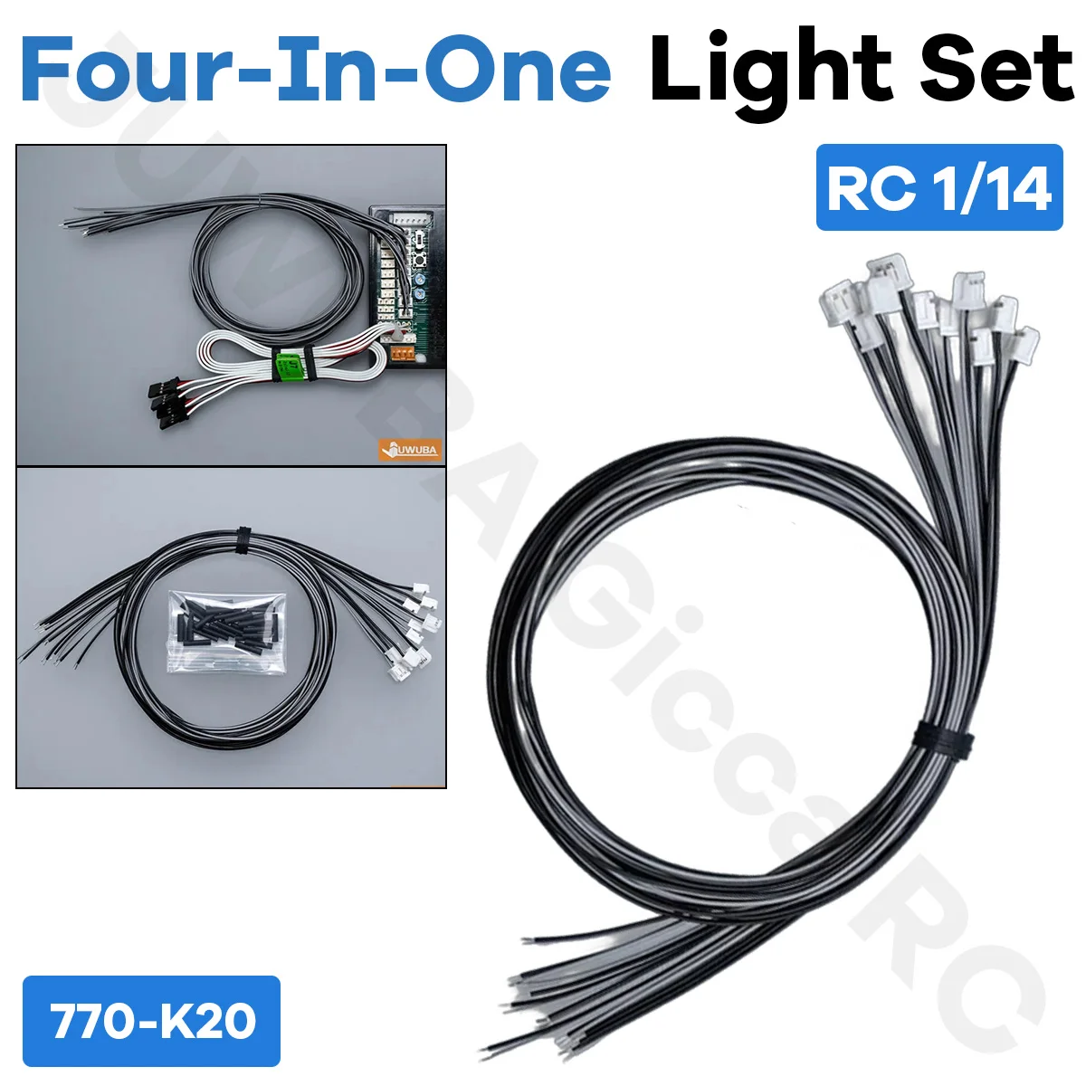 MFC Dedicated Line Four-In-One Light Set Wire MFC-60C 60CM 1 Set For 1/14 Tamiyaa RC Dump Truck JUWUBA DIY Toy Model Parts