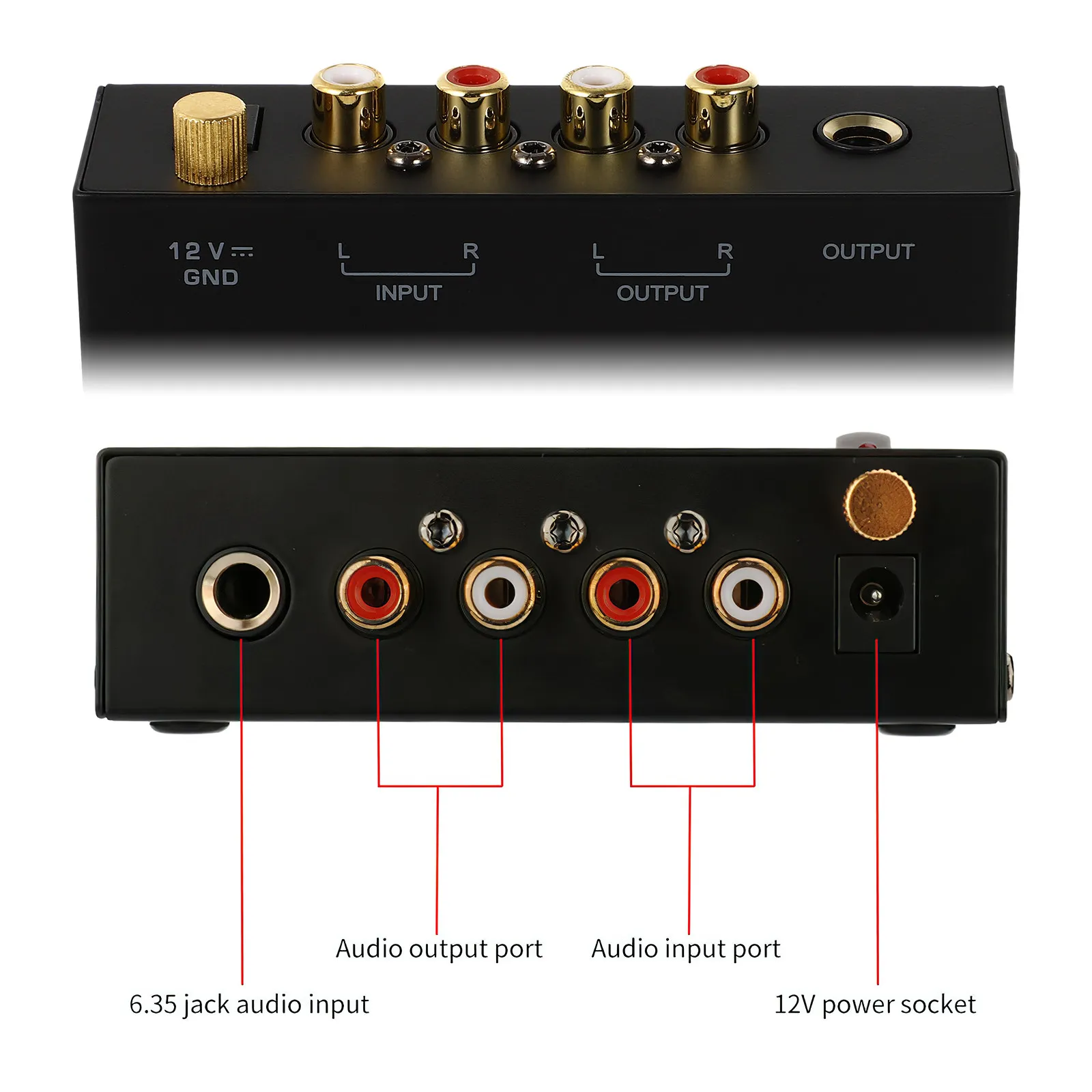 

Stereo Phono Preamp Compact Low Noise Turntable Preamplifier Volume Control Desktop Audio Record Player Preamp Eu Plug