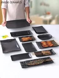 Barbecue Restaurant Special Plate Thickened Dense Amine Black Tableware Hotel Buffet Hot Pot Dinner Plates Kitchen Accessories