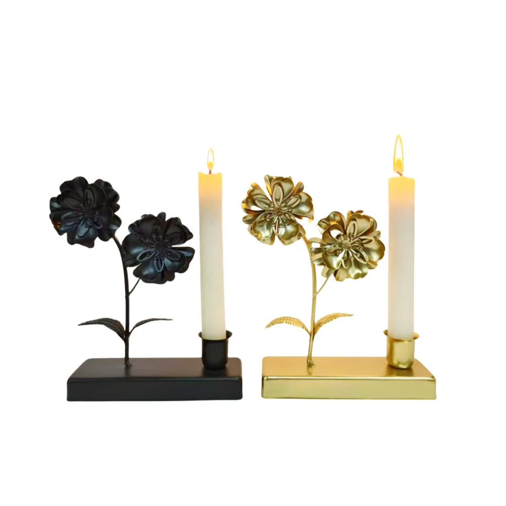 البيع بالجملة من الشمعدانات الحديدية الإبداعية على شكل بتلة لأثاث منزلي الزفاف وغرفة المعيشة الحديدية وغرفة النوم #5