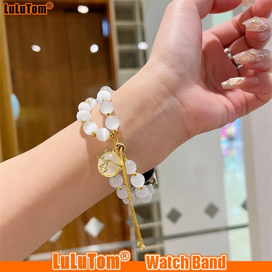 Woman Bracelet For Xiaomi Mi 8 Strap Miband 7 6 5 Luxury Jade Bead Wristband Mi Band 8 3 4 Straps Smartwatch Jewelry Accessories