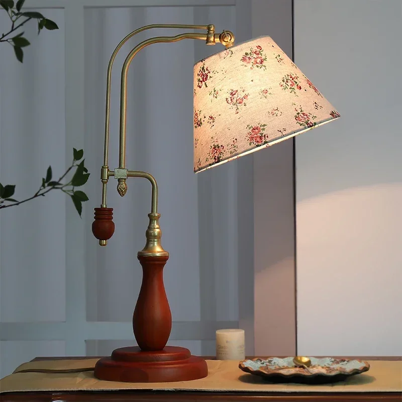 

Retro Instagram Style Solid Wood Bedside Lamp Warm Romantic Artistic American Country Living Room Lighting
