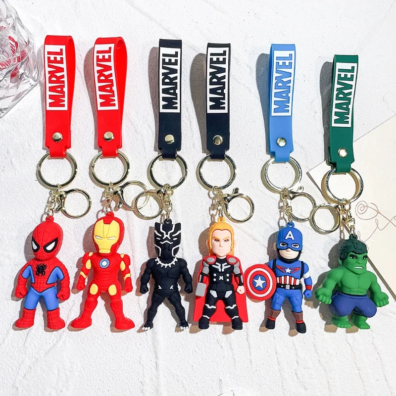 

MINISO The Avengers Keychain Disney Anime Key Chain Cute PVC Model Doll Keyring Schoolbag Pendent Toy Kid's Gifts