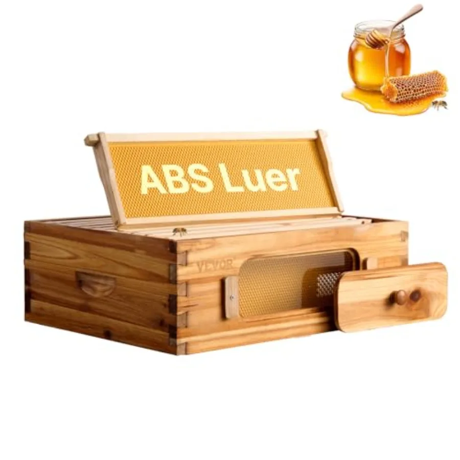 

10-рамочный улей из соснового дерева с восковым покрытием, стартовый комплект для пчеловодства, ульи Лангстрота, прозрачные акриловые окна