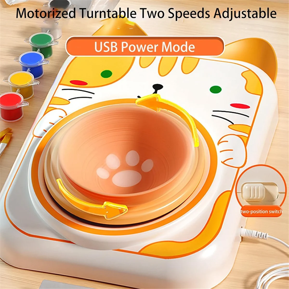 Ruota in ceramica per bambini-strumenti per scolpire l'argilla e Kit di pittura, Kit fai da te per principianti, confezione da 6 argilla da modellare, Kit di artigianato