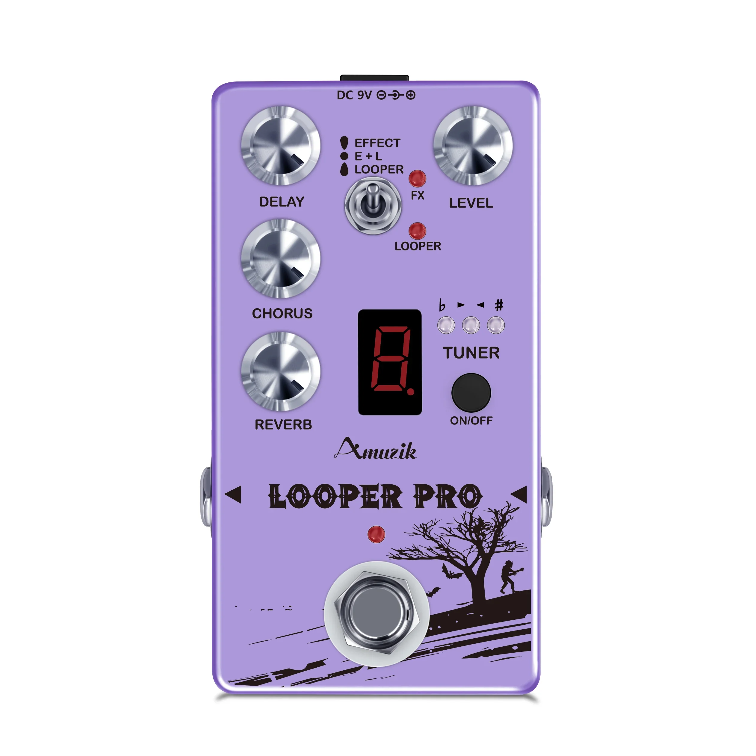 Amuzik Guitar Bass Multi-Effect Pedal Reverb Chorus Delay Looper Pro Tuner Multifunction Effectors Loop Effects  Re-05