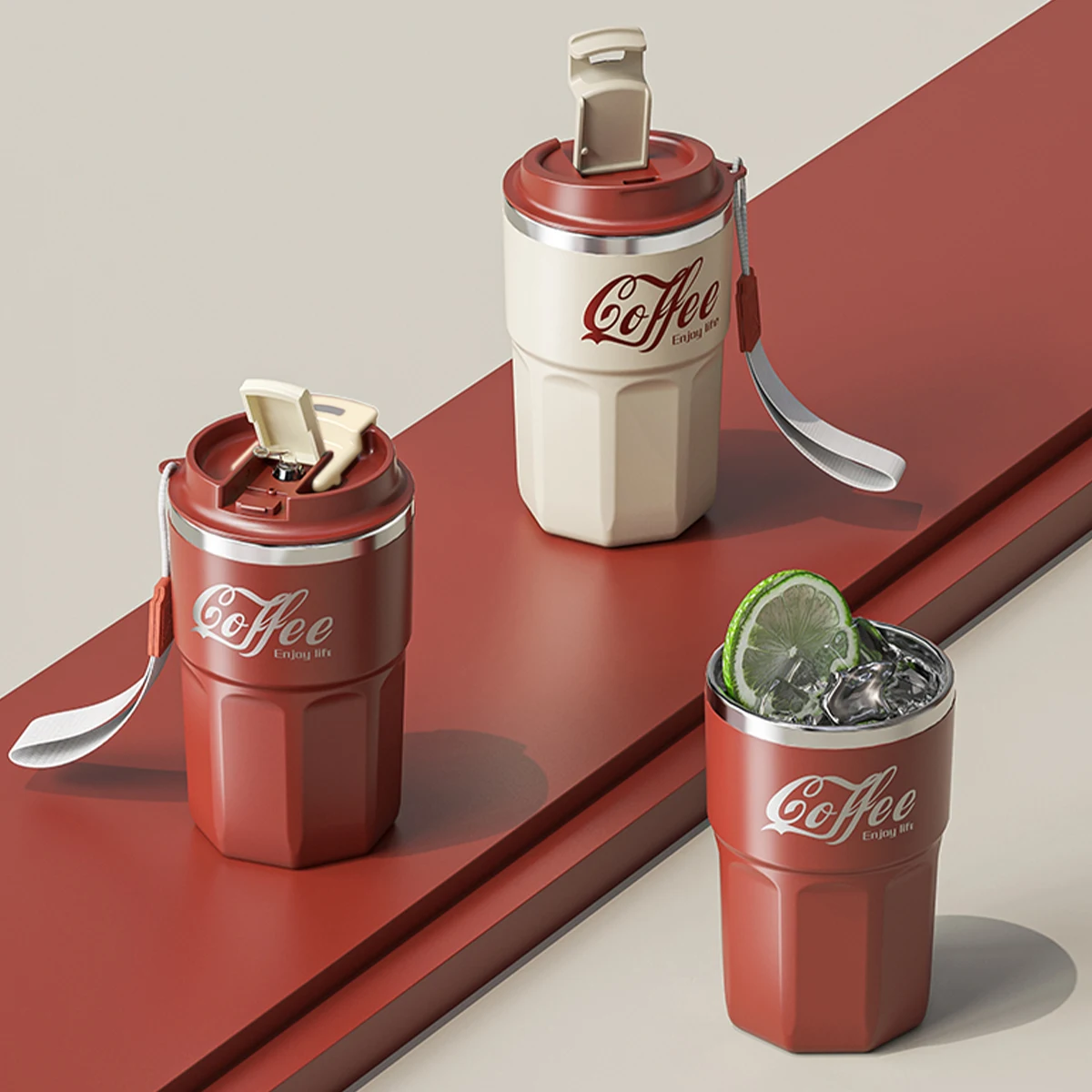 

Stainless Steel Mug With Handle Double-layer Insulation Slide Lid Design Suitable For Business Coffee Cups Office Tea Cups