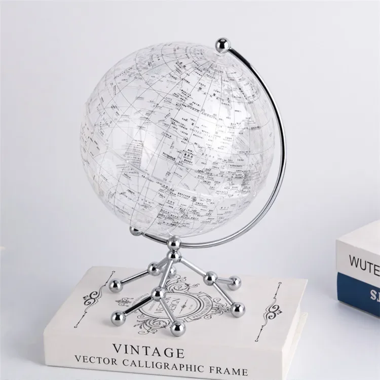 

Light Transparent Acrylic Globe Decoration Tv Cabinet Study Office Living Room Coffee Metal Globe Floating Ornament