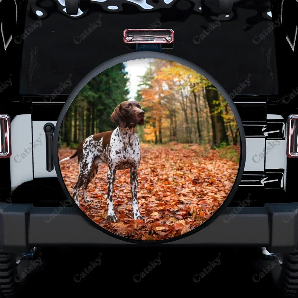 German Shorthaired Pointer Print Spare Tire Cover Waterproof Tire Wheel Protector for Car Truck SUV Camper Trailer Rv 14