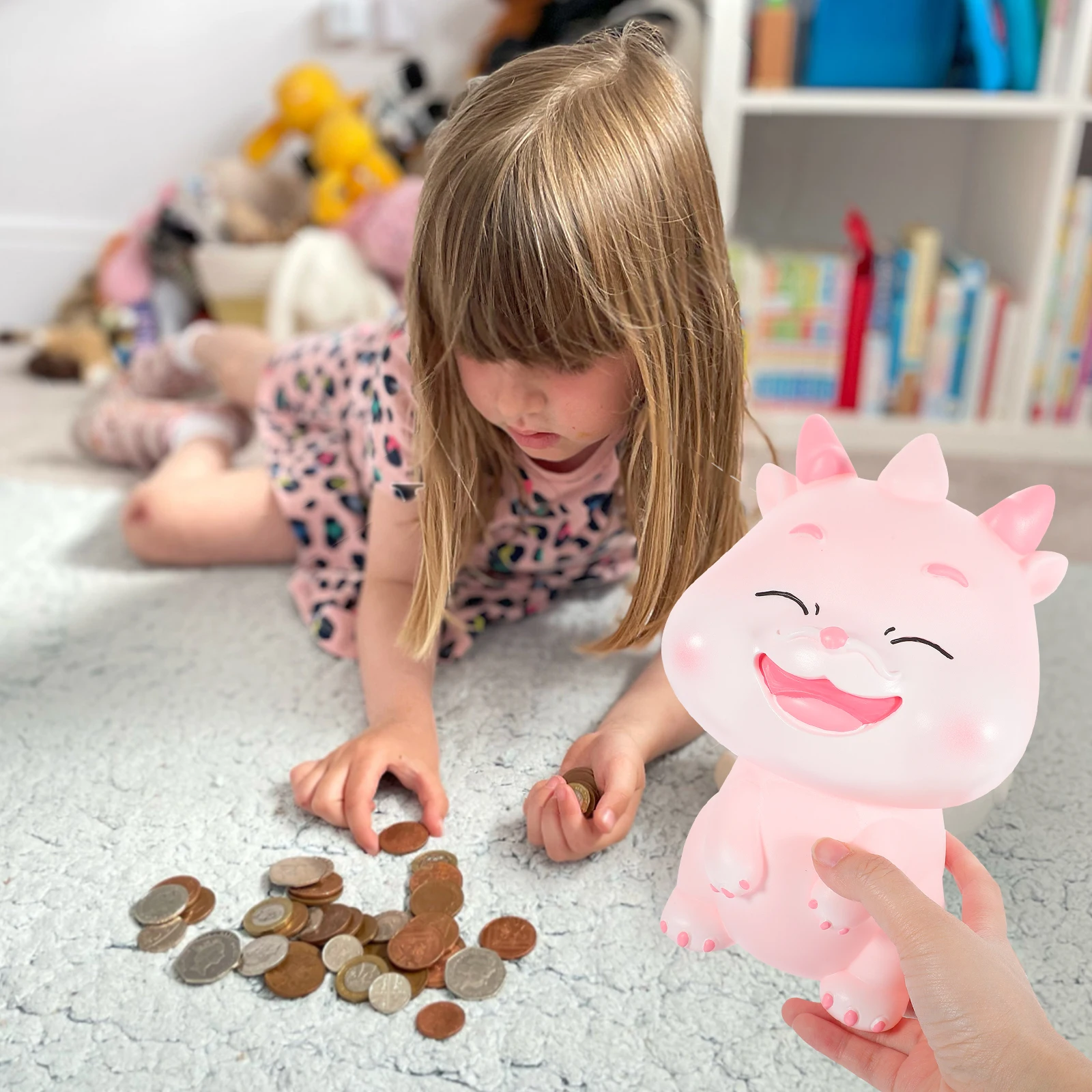 

Children Piggy Bank Cute Dragon Coin Banks Vinyl Material Money Saving Jar Flat Bottom Stable Placement New Year Gift