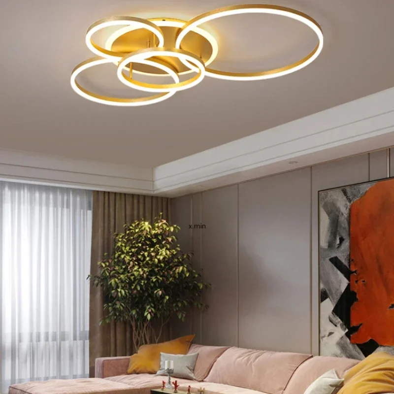 Plafonnier LED au design moderne, disponible en blanc et en jaune or, éclairage d'intérieur, luminaire décoratif de plafond, idéal pour un salon, un bureau ou un foyer