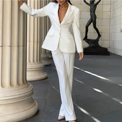 Women's Winter Solid Color Suit Single-breasted Business Casual Two Pies French Street Style Korean Suits for Women Pant Sets