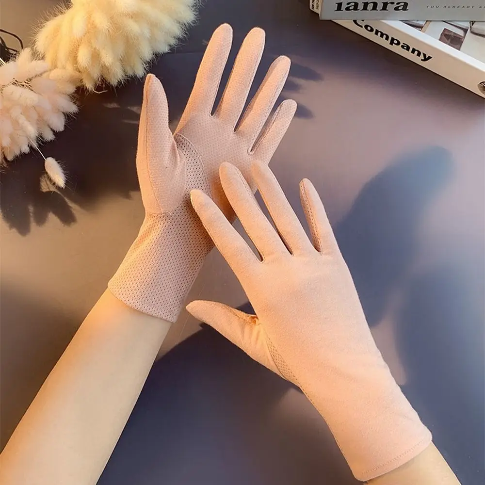 قفازات مضادة للانزلاق خمسة أصابع قفازات قفازات ركوب الخيل في الهواء الطلق القفازات الصيف قفازات واقية من الشمس بلون المرأة قفازات القيادة #6