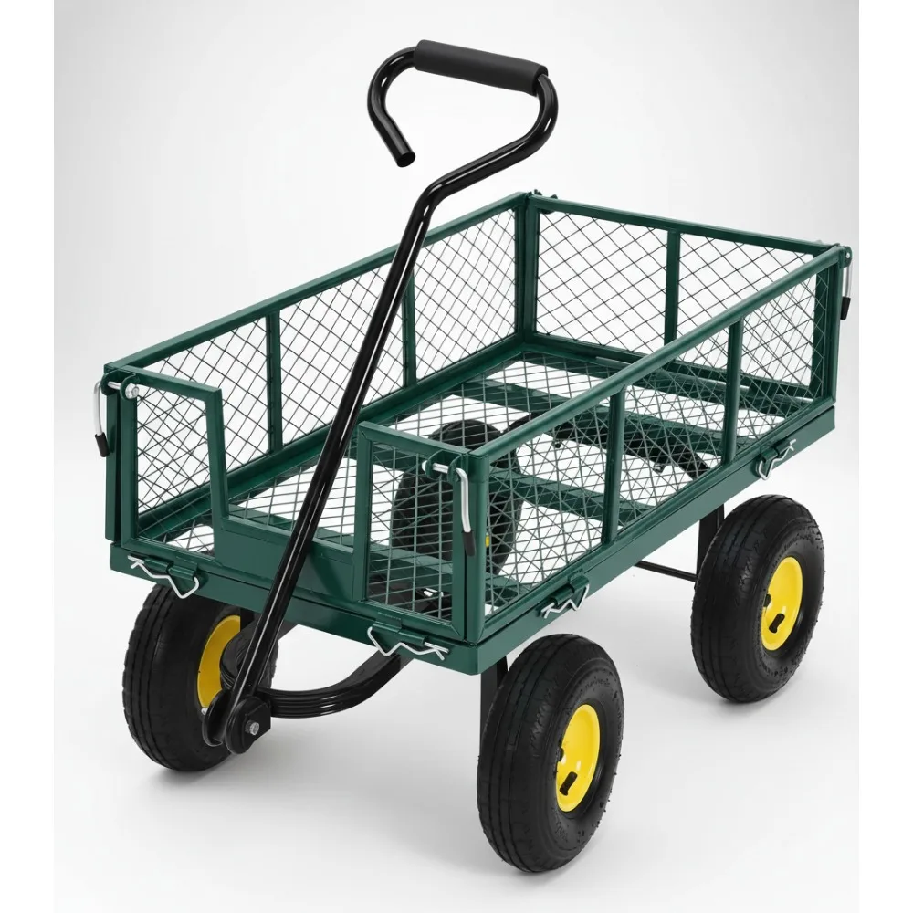 

Heavy-Duty Steel Garden Cart with Removable Mesh & 10-Inch Tires, 900-Lb Capacity for Lawn Farm Use