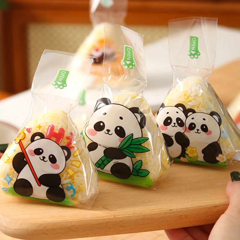 50Pcs Lovely Cartoon Panda Packaging Bag Nori Onigiri Sushi Bag For Triangle Rice Ball Sushi Making Mold Bento Accessories