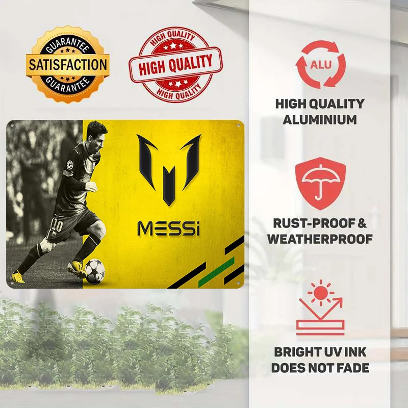 Lionel Messi Football Poster Customized Vintage Metal Signs Wall Art Retro Tin Plaque for Soccer Fans Aesthetic Decoration Room