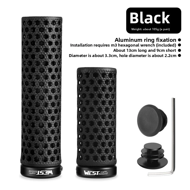 

WEST BIKING 3D Printed Honeycomb Bike Grips Short/Long Lock-On MTB Handlebar Grips