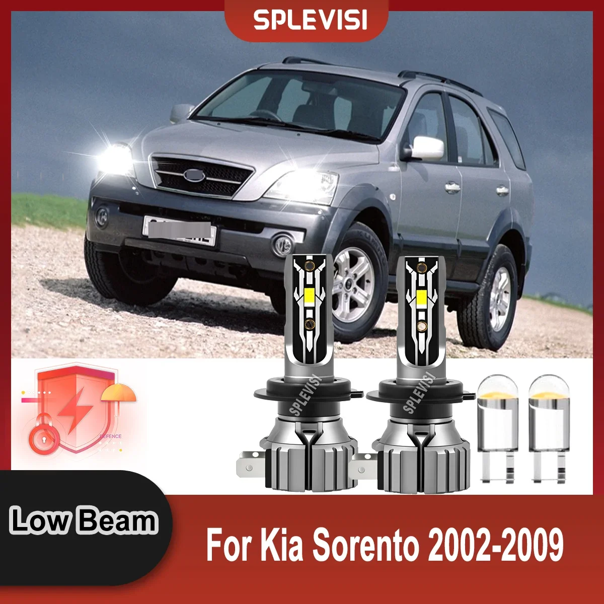 H7 LED 75W White Headlight Low Bulbs - Long-Lasting Lighting Solution  For Kia Sorento 2002 2003 2004 2005 2006 2007 2008 2009