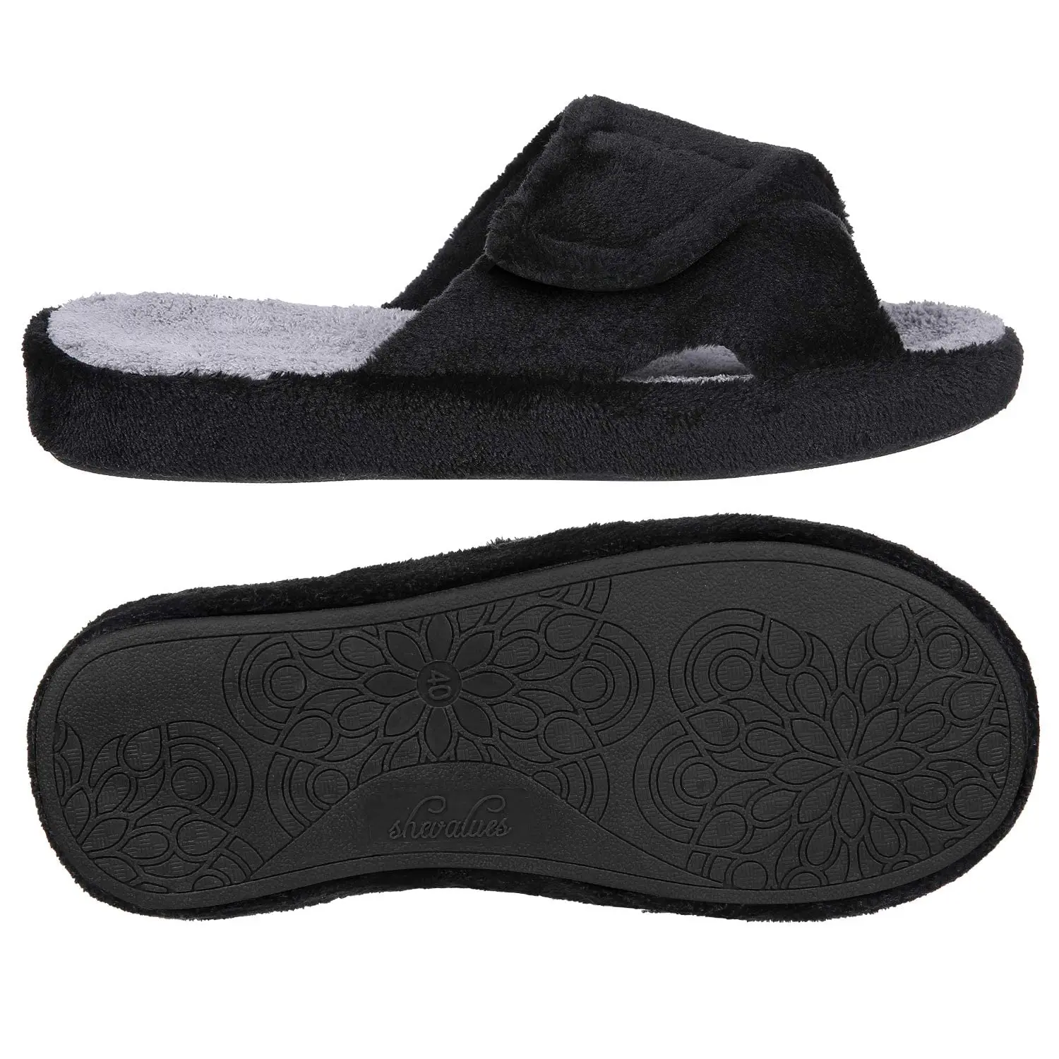 Comwarm Four Seasons Fuzzy House Slippers Women Home Flats Sandals Open Toe Slip-on Cotton Slippers Casual Indoor Furry Slides