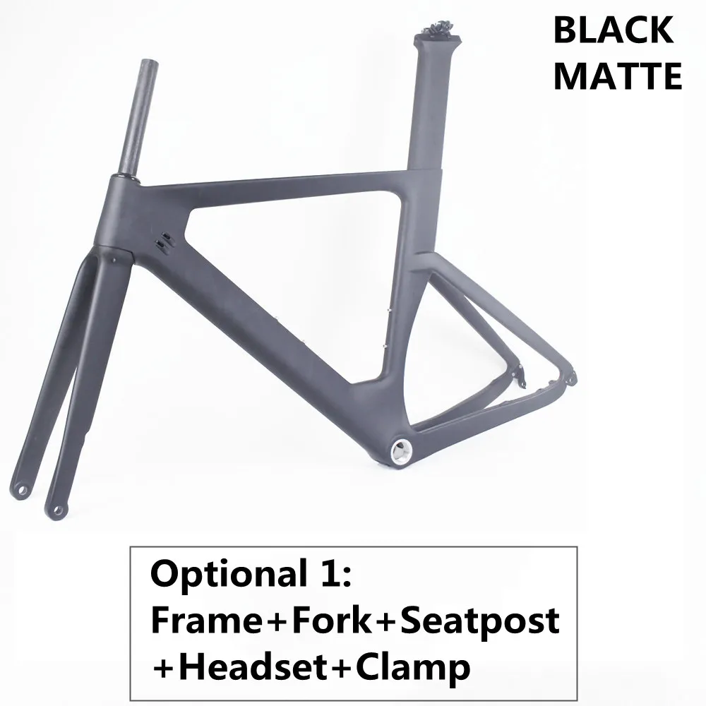 Carbon Bicycle Frame, Disc Brake, Triathlon Bike Frame, Includes TT Bar Fork Seatpost Stem, Internal Cable, S, M, L, XL