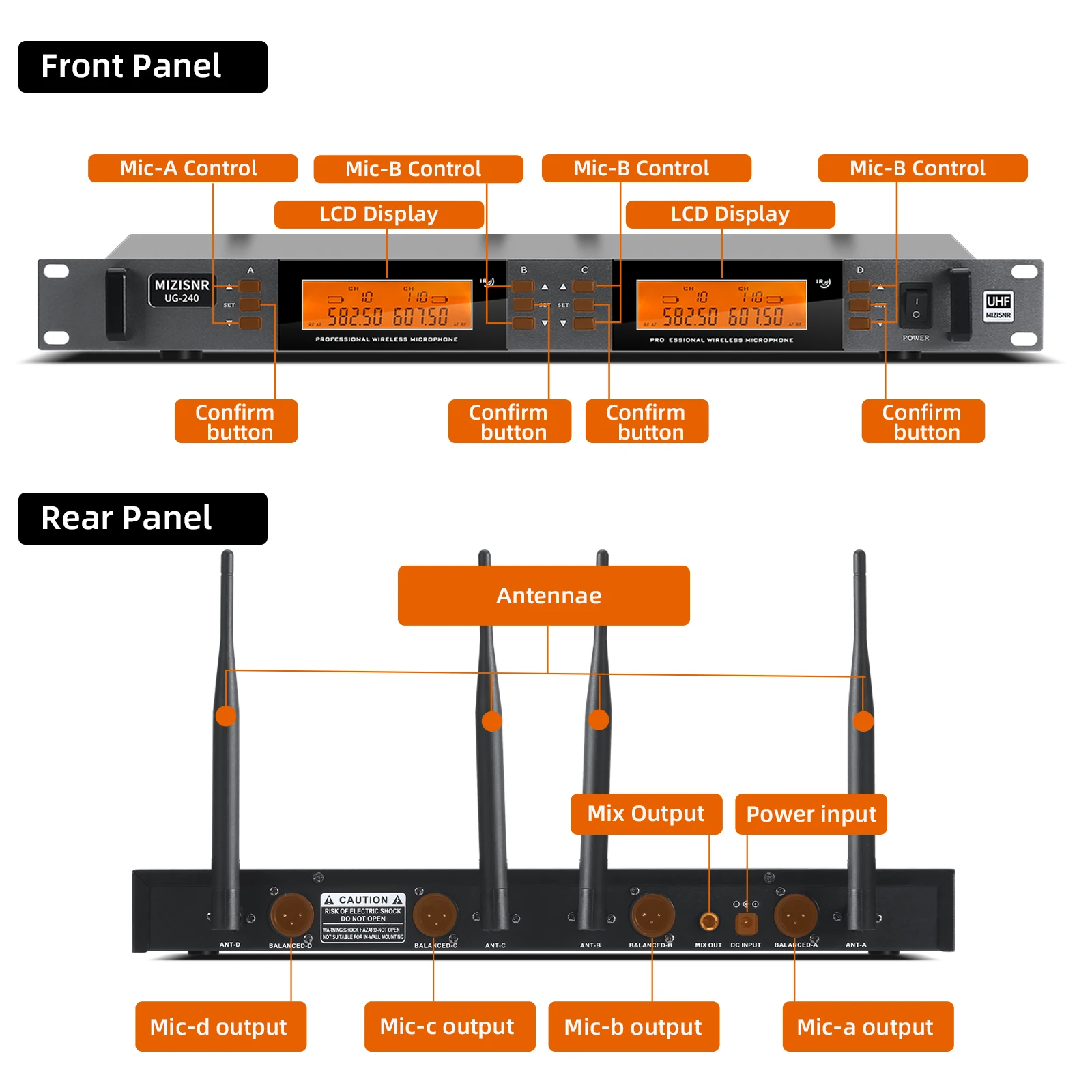 

FULUODE UHF Mono Dual Wireless in-Ear Audio Monitor System Metal Transmitter Sturdy Bodypack Receiver 2x50 Frequencies