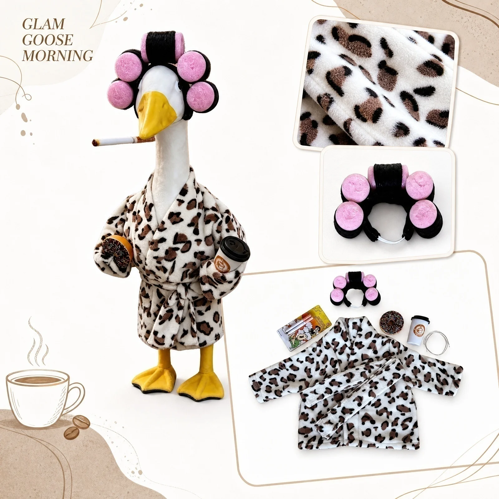 Tenue rétro pour décoration de canard de porche - Ensemble de tenues festives pour canard en peluche, accessoire d'ornement saisonnier