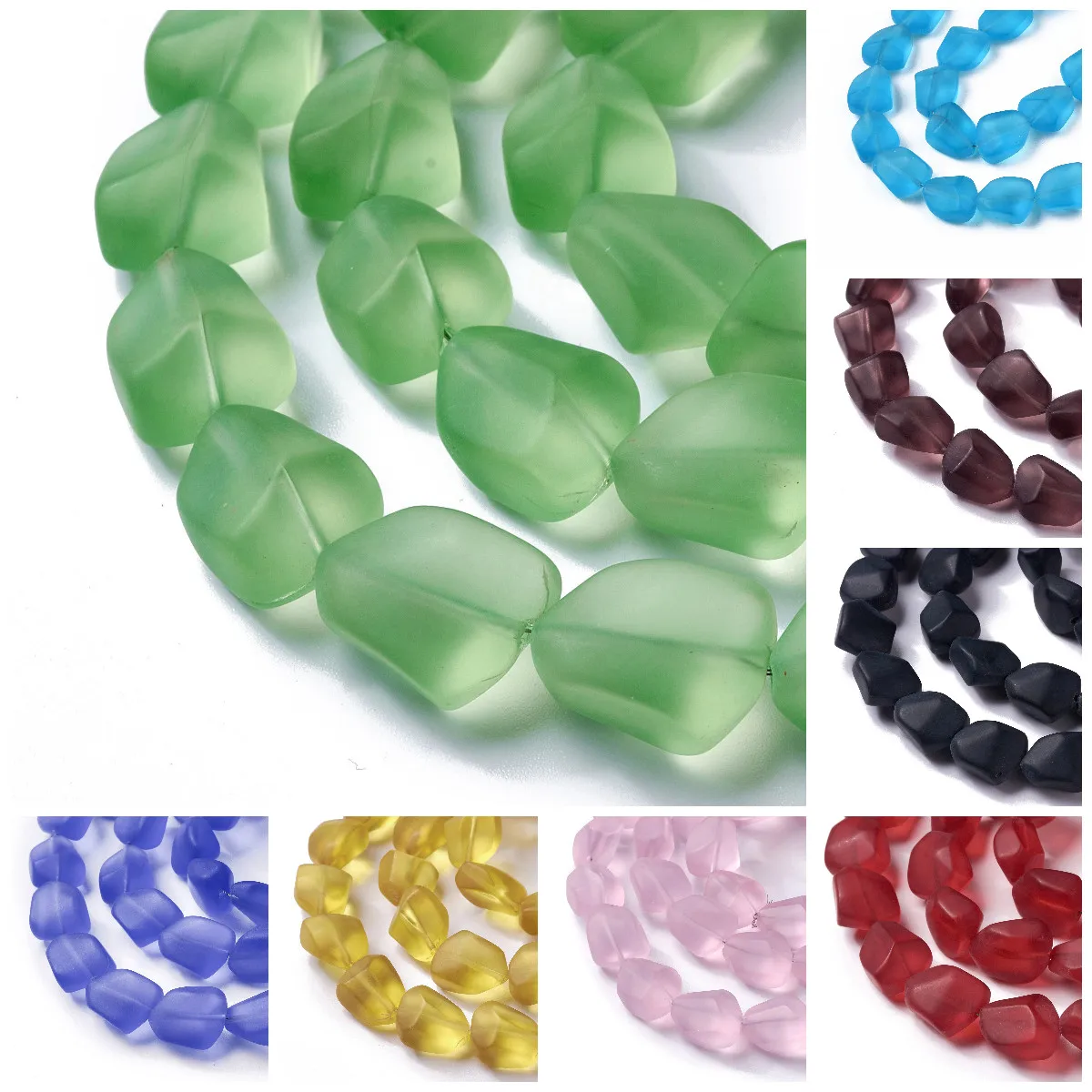 

5 Strands Frosted Glass Beads Loose Spacer Charm Beads Nuggets for Jewelry Making DIY Bracelet Necklace Earring Craft