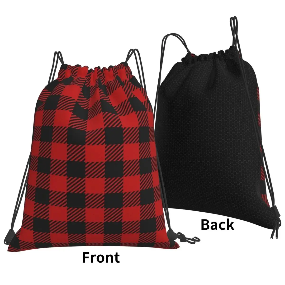 Red And Black Seamless Pattern Backpacks Multi-function Drawstring Bags Sports Bag Book Bags for Travel Students