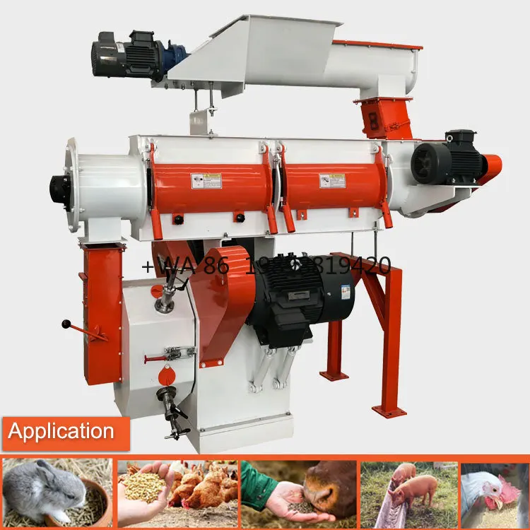 Feed Pelletizer Machine for Animal Feeds with Stainless Steel Conditioner and  Motor SZLH250 Strongwin New 2 Ton/H