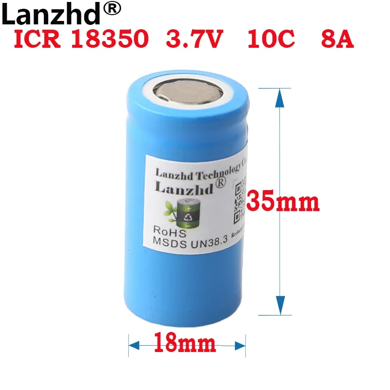 

10pcs 18350 batteries lithium Li ion 3.7V 900mAh 10C discharge battery 3.7V power cylindrical lamps For Electric tools Original