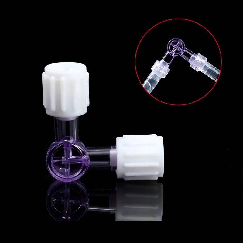 Tubo de sucção de duas vias seringa flush válvula plug adaptador para Hospital Clínico Luer Lock Adapter 2-Way Stopcock Flexiable