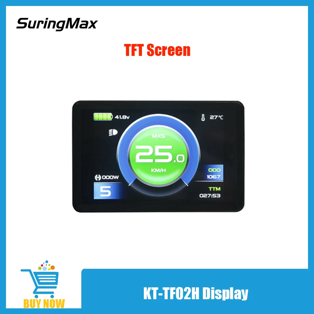 

KT TF02 Ebike TFT Display, KT Protocol, Electric Bicycle Part, Kunteng Bike Speed Meter, Blue Tooth, Type C, 24V, 36V, 48V
