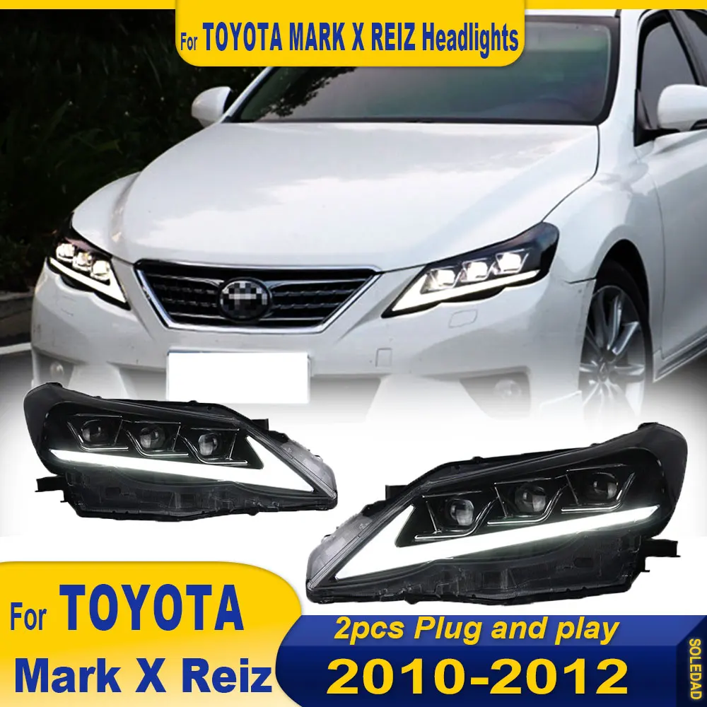 Headlight For Toyota MARK X Reiz 2010 2011 2012 Car LED Headlight Auto Headlamp Reverse Brake Fog Front lights DRL Plug and Play