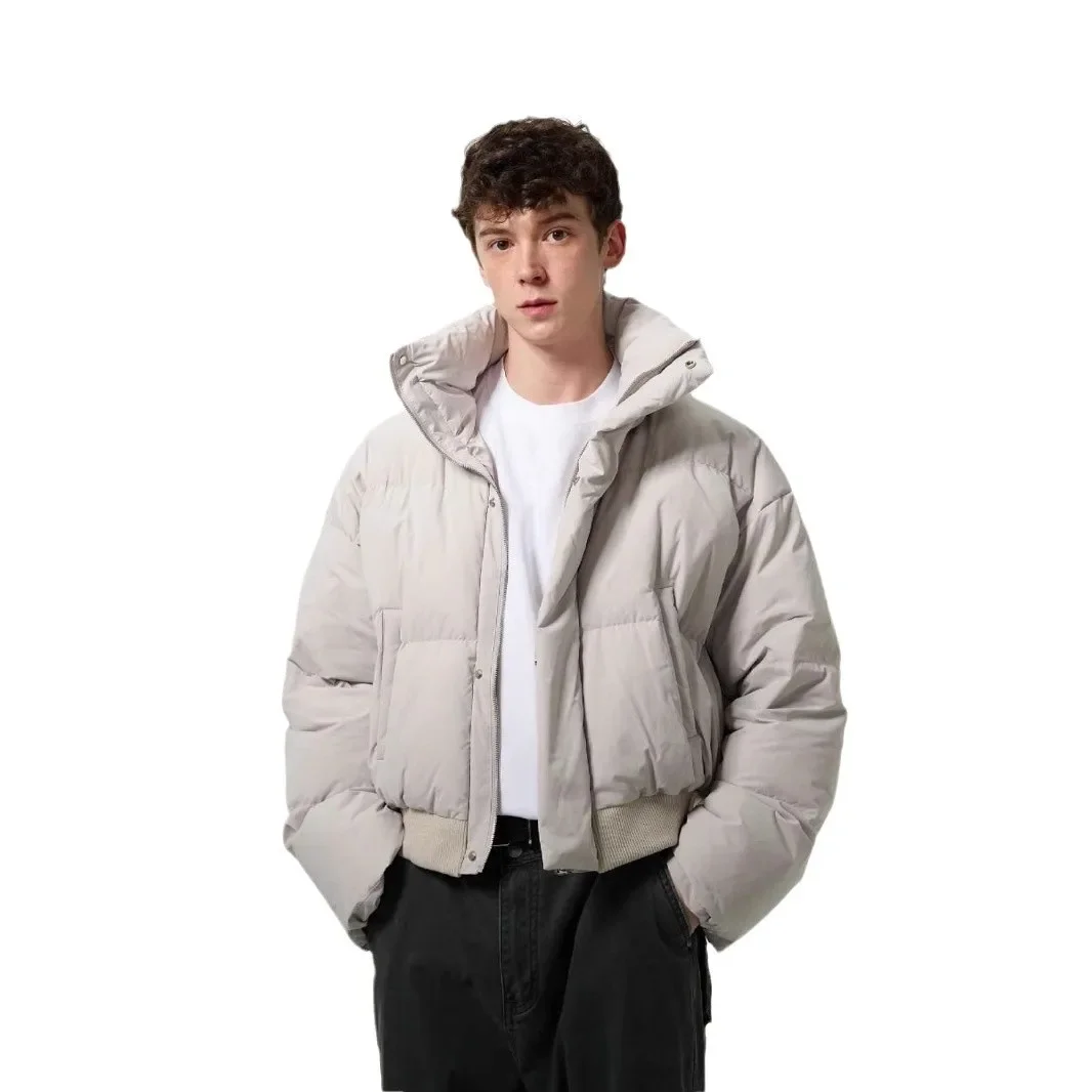 الرجال أسفل سترة الشتاء الشارع الشهير الأمريكية رشاقته الدافئة الذكور معطف الوقوف طوق سحاب أكمام طويلة فضفاضة تنوعا رجل ملابس خارجية #5