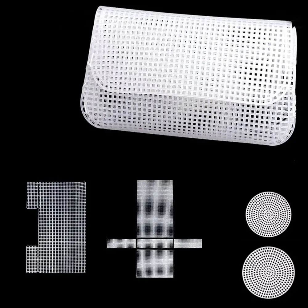 DIY Plastic Weaving Plastic Mesh Cloth White Handmade Bags Making Grid Hook Craft Bag Fixed Grid Sheet Bag Accessories