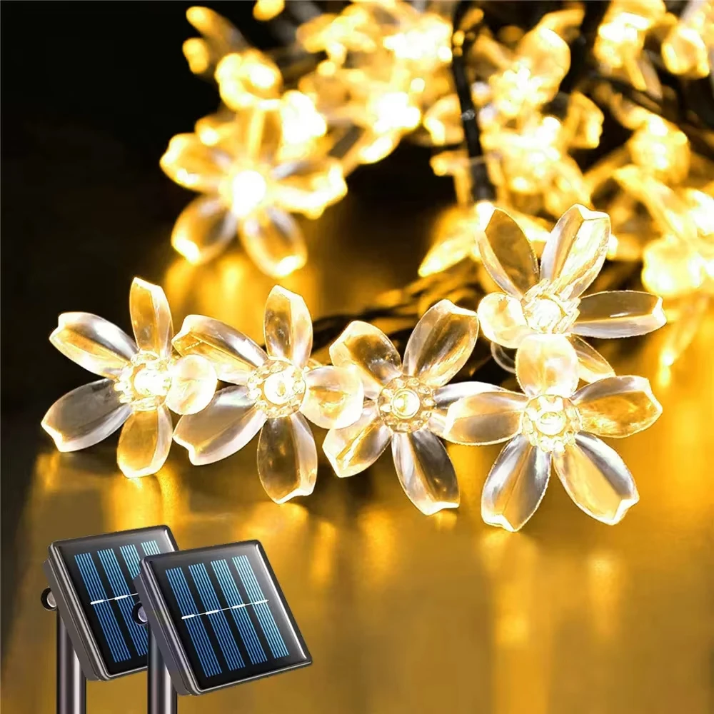 

LED Solar Lights Outdoor Floral 5M/7M/12M String Flower Fairy Lights Garlands For Christmas Party Outdoor Decoration Waterproof