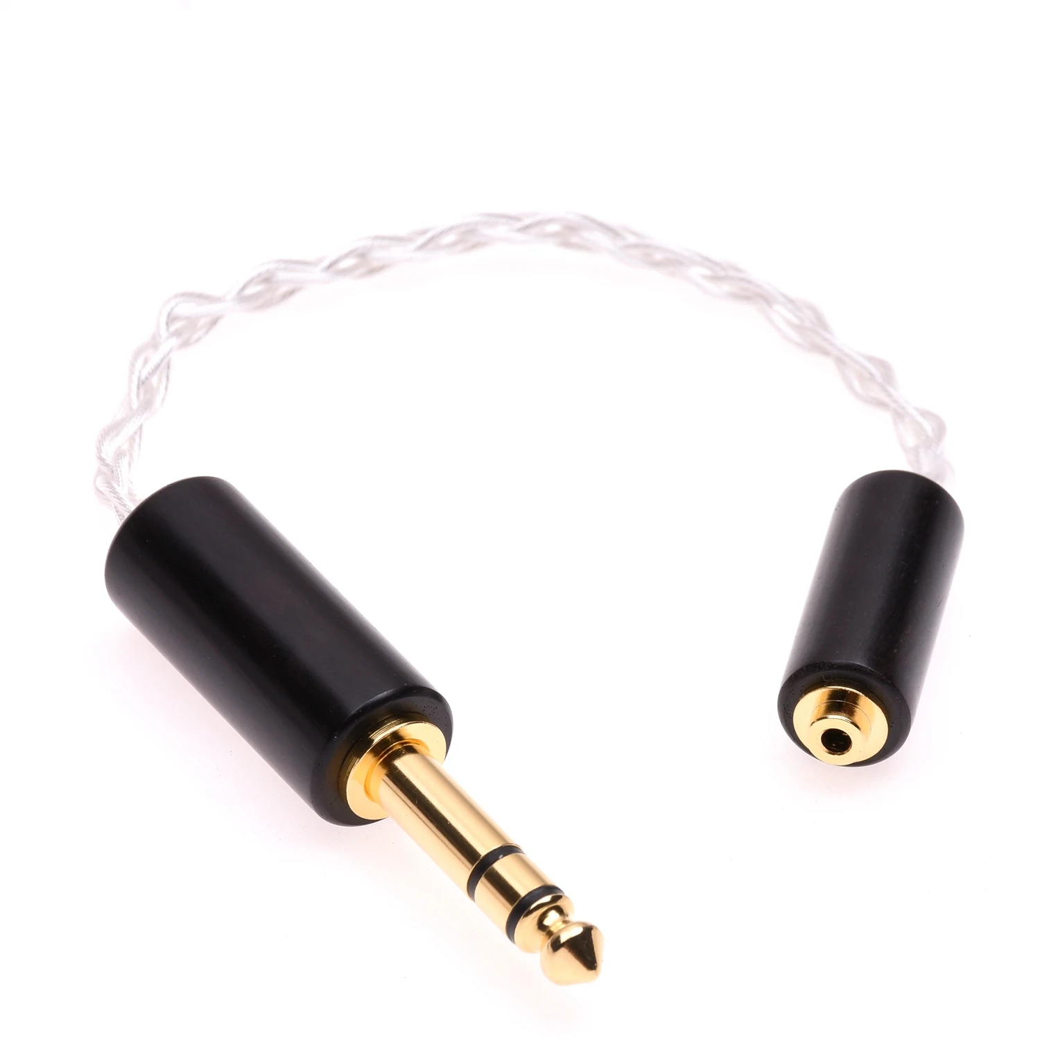 Adaptador de Audio para auriculares, accesorio de madera de 10cm, 1/4, 6,35mm, macho a 2,5mm, TRRS equilibrado, 4 núcleos, 6N, OCC, chapado en plata de cristal