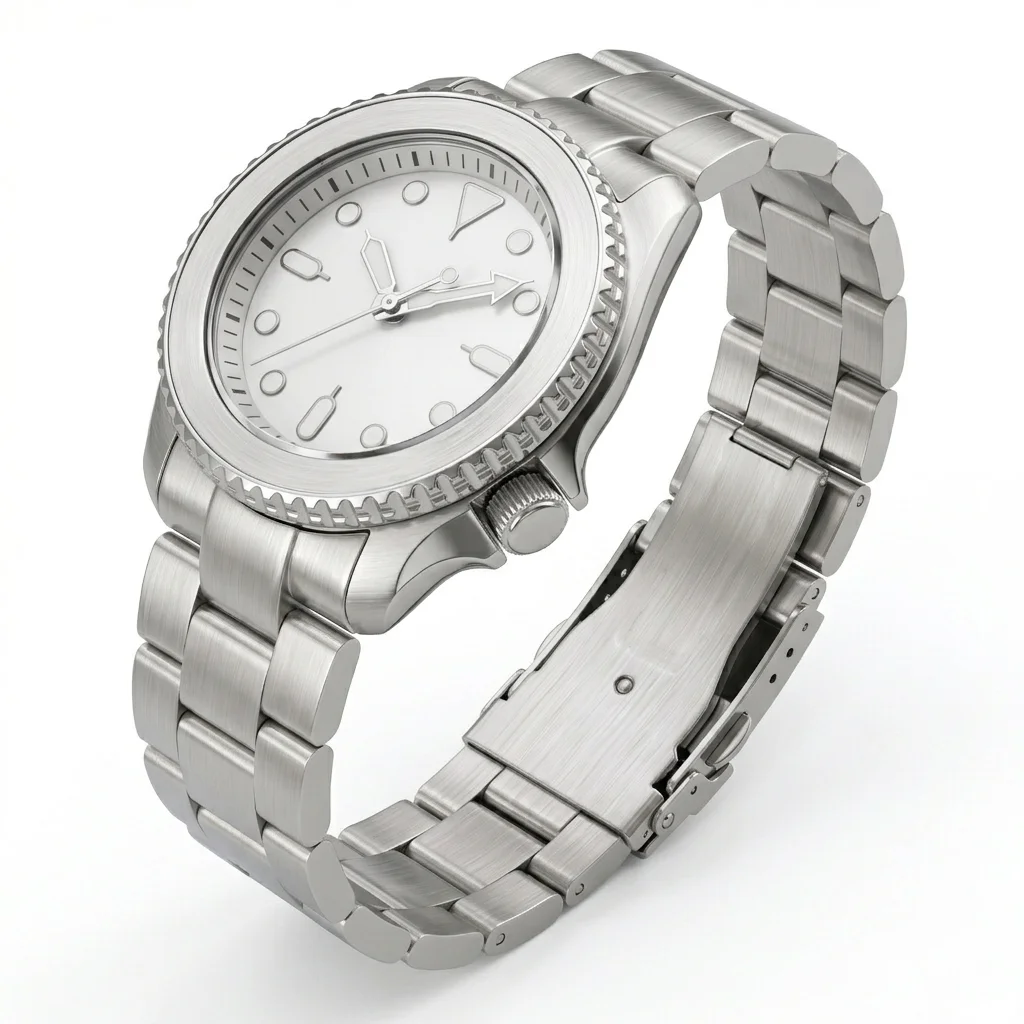 Brushed Curved End Watch Band Compatible with SKX007 SKX009 20mm 22mm Silver Black Stainless Steel Metal Bracelet Strap