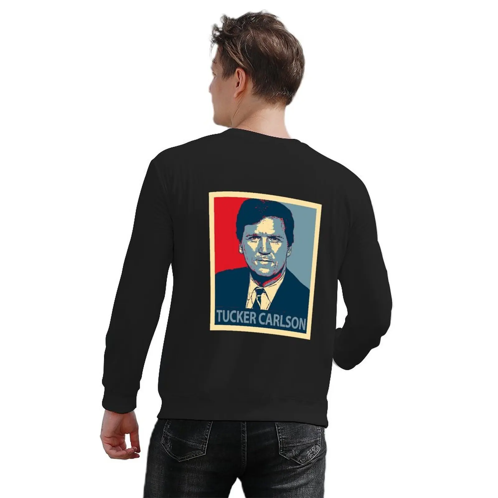 tucker carlson meme Pullover men's sweat-shirt set japanese style autumn jacket men mens clothing sweatshirts for men