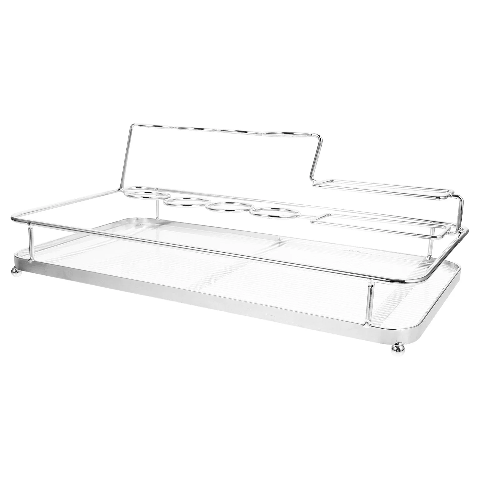 

Toothbrush Holder Bathroom Countertop Organizer Sink Storage Tray Vanity Tray Large Capacity Iron Acrylic Bathroom Cosmetics