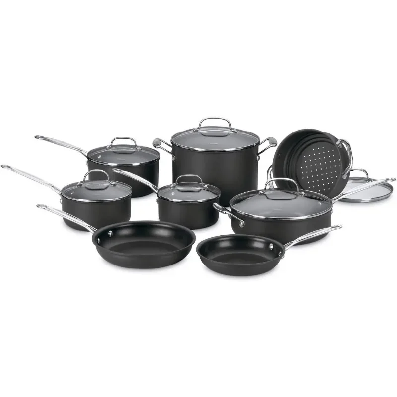 10/11/13/14/17-Piece Cookware Set, Chef's Classic Nonstick Hard Anodized,